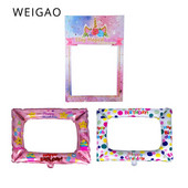 WEIGAO vienaragio nuotraukų būdelės rėmelis su gimtadieniu vakarėliu, folijos balionu fotokabinos rekvizitais, papuošimais vaikams, kūdikių vakarėliu, vienaragio vakarėliu