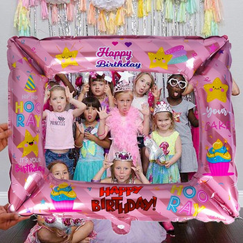 WEIGAO Unicorn Photo Booth Πλαίσιο Happy Birthday Party Foil Balloons Photobooth Props Παιδική διακόσμηση Baby Shower Unicorn Party