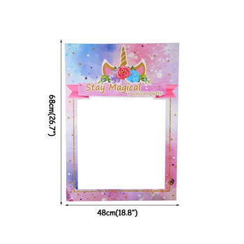 WEIGAO Unicorn Photo Booth Frame Честит Рожден Ден Фолио Балони Photobooth Подпори Декорация Деца Baby Shower Unicorn Party