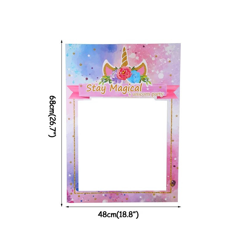 WEIGAO vienaragio nuotraukų būdelės rėmelis su gimtadieniu vakarėliu, folijos balionu fotokabinos rekvizitais, papuošimais vaikams, kūdikių vakarėliu, vienaragio vakarėliu