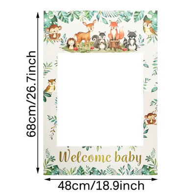 1 vnt. Woodland Animal Welcome Baby Photo Booth Prof Rėmelis Safari Jungle Gimtadienio lyties atskleidžiantys vakarėlio kūdikio dušo dekoravimo reikmenys