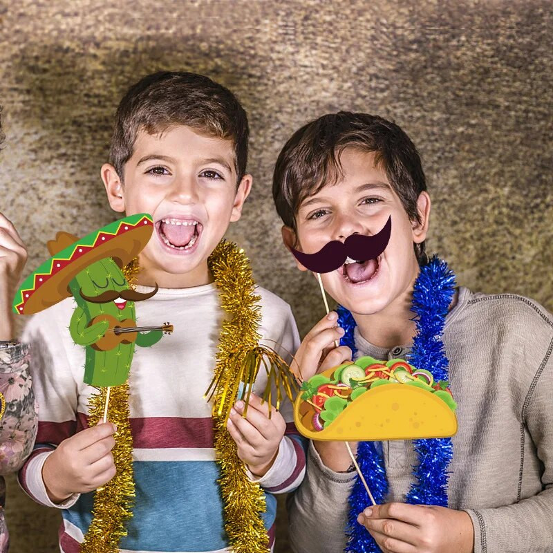 20 ks mexických rekvizít do fotobúdky na tému mexickej kaktusovej párty, narodeniny, mexický karneval, dekorácie