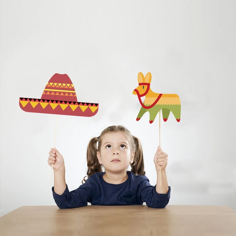 20 ks mexických rekvizít do fotobúdky na tému mexickej kaktusovej párty, narodeniny, mexický karneval, dekorácie