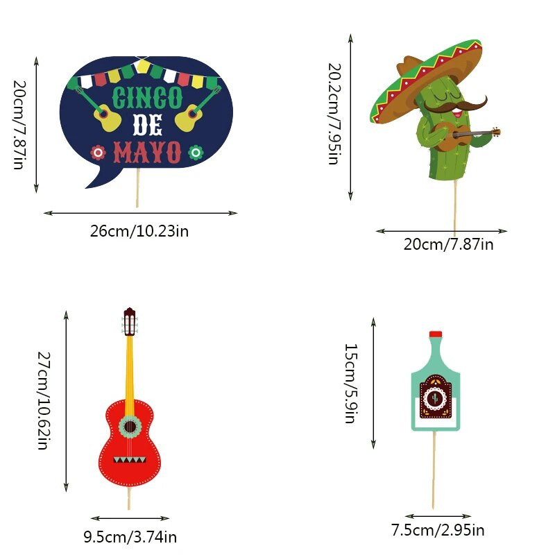 20 ks mexických rekvizít do fotobúdky na tému mexickej kaktusovej párty, narodeniny, mexický karneval, dekorácie