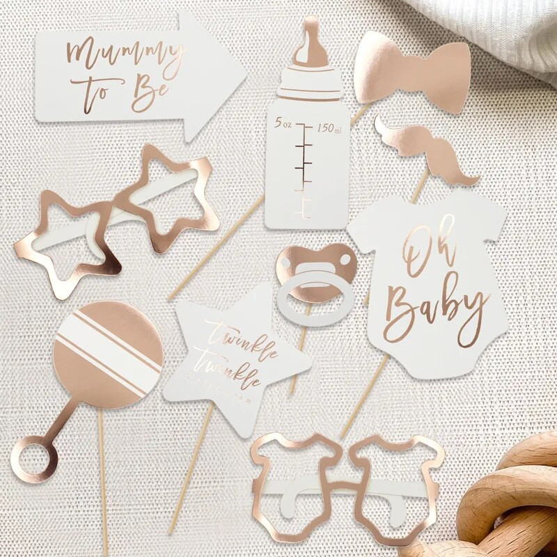 10 vnt Baby Shower Vakarėlio dekoravimas Kūdikio pasveikinimo gimtadienio vakarėlio nuotraukų kabinos rekvizitai Kūdikių dovanų vakarėliui Lytis Atskleiskite nuotrauką „Pasidaryk pats“