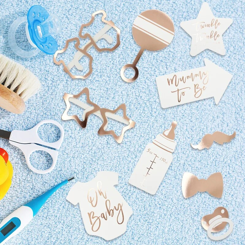 10 vnt Baby Shower Vakarėlio dekoravimas Kūdikio pasveikinimo gimtadienio vakarėlio nuotraukų kabinos rekvizitai Kūdikių dovanų vakarėliui Lytis Atskleiskite nuotrauką „Pasidaryk pats“