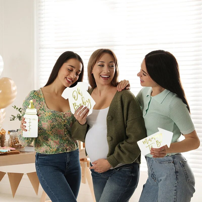 10 vnt Baby Shower Vakarėlio dekoravimas Kūdikio pasveikinimo gimtadienio vakarėlio nuotraukų kabinos rekvizitai Kūdikių dovanų vakarėliui Lytis Atskleiskite nuotrauką „Pasidaryk pats“