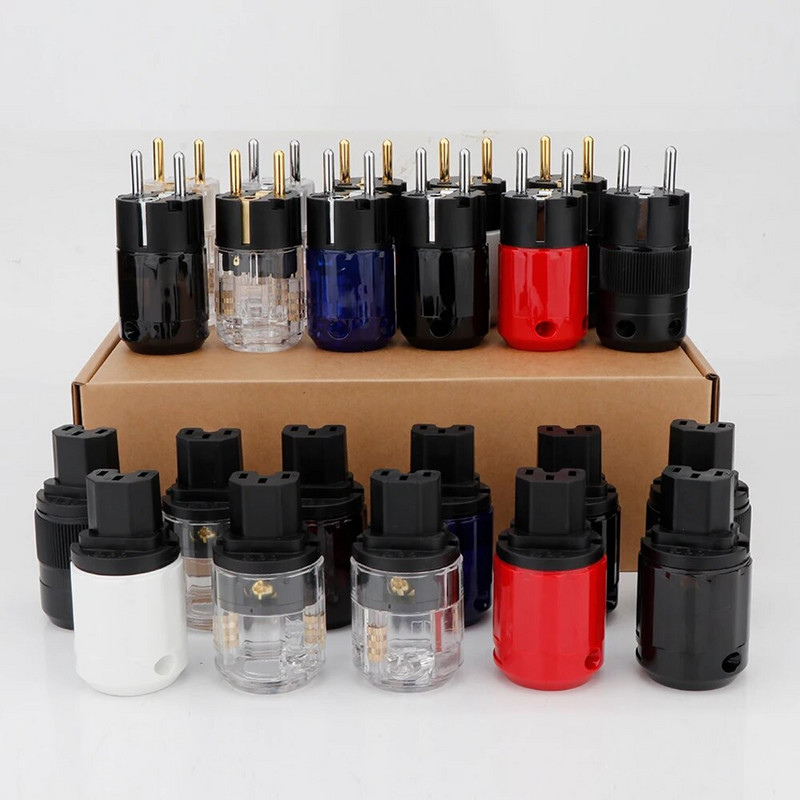 1 bucată US EU AU Fișă de alimentare HiFi din cupru pur Conector de alimentare placat cu aur/rodiu Conector IEC mascul/femă