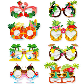 8Pcs Hawaii Aloha Theme Summer Flamingo Paper Glasses Photo Reps Hawaiian luau Tropical Beach Pool Birthday Party Decorations