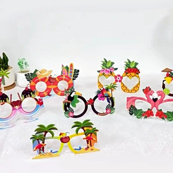 8Pcs Hawaii Aloha Theme Summer Flamingo Paper Glasses Photo Reps Hawaiian luau Tropical Beach Pool Birthday Party Decorations