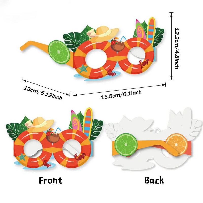 8 vnt Havajų Aloha tema Vasariniai flamingo popieriniai akiniai fotorekvizitai Havajų luau Tropical Beach Pool Gimtadienio dekoracijos