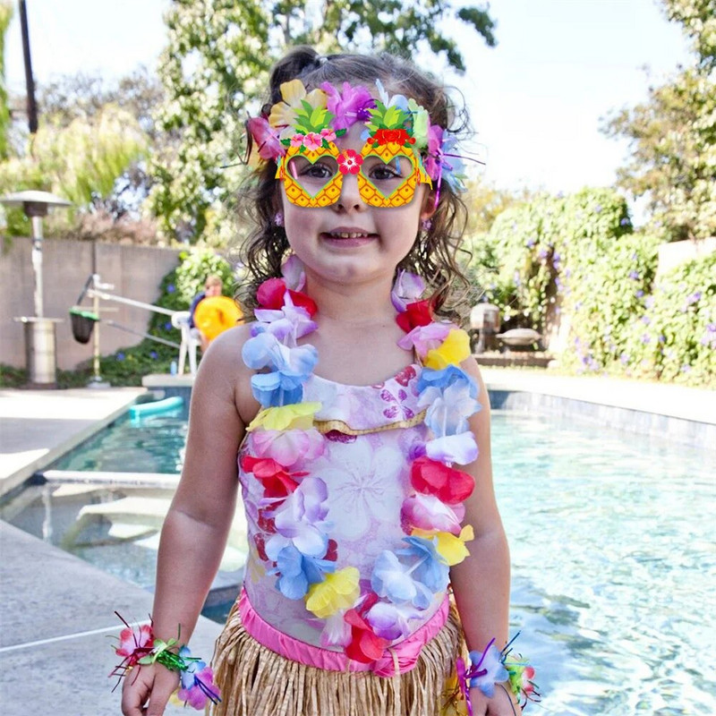 8 vnt Havajų Aloha tema Vasariniai flamingo popieriniai akiniai fotorekvizitai Havajų luau Tropical Beach Pool Gimtadienio dekoracijos
