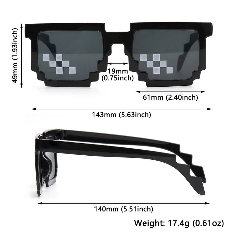 Zábavné pixelové mozaikové slnečné okuliare, módne párty, diskotékové okuliare pre dospelých, tínedžerov, narodeninovú párty, cosplay, hráčov, robotické okuliare, foto rekvizita