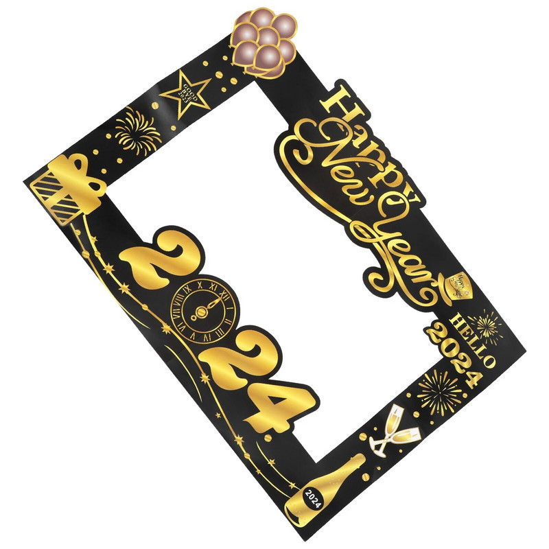 Fotorámiky Šťastný Nový Rok 2024, papierové fotorámiky, rekvizity do párty stánkov, dekorácie, ručné potreby