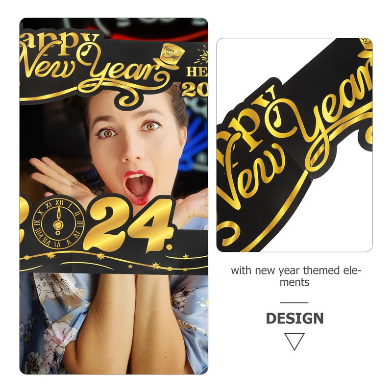 Fotorámiky Šťastný Nový Rok 2024, papierové fotorámiky, rekvizity do párty stánkov, dekorácie, ručné potreby