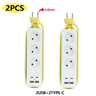 Power Strip EU utikač AC utičnica Patch ploča s USB tipom C portova Extender Multitap prijenosni putni adapter Utičnica za punjenje.