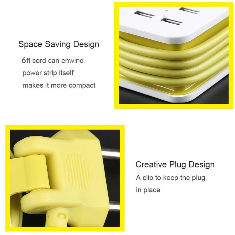 Power Strip EU utikač AC utičnica Patch ploča s USB tipom C portova Extender Multitap prijenosni putni adapter Utičnica za punjenje.