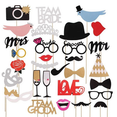 Смешни реквизити за фото кабини за рожден ден Направи си сам Mr Mrs Wedding Groom Party Decor Baby Shower Bride To Be Bride Team Christmas Shooting Prop