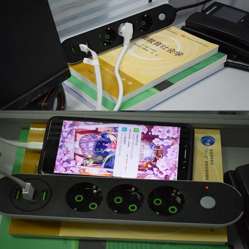 Novi 5M kabel 2 okrugle igle EU RUS utikač Razvodnik Prekidač Univerzalne utičnice 3 USB električni produžni kabel Utičnica Mrežni filtar