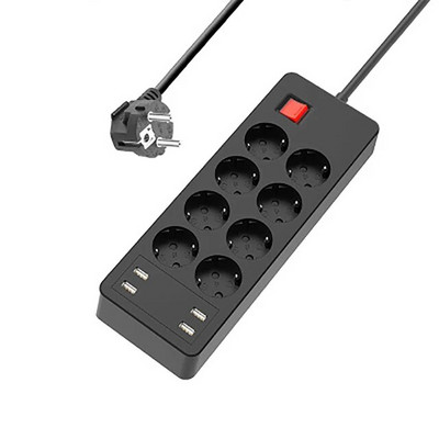 Toiteriba 4/6/8 osa vahelduvvoolu pistikupesad EL Korea elektripistik pistikupesa USB laadija adapter liigpingekaitse 1,5 m pikendusjuhe avaleht