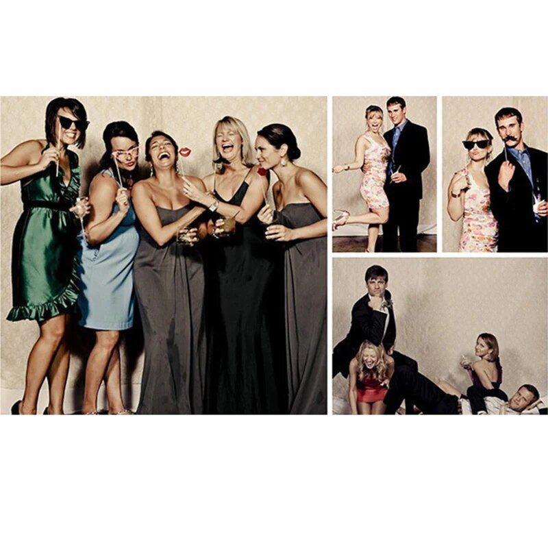 58 buc. Recuzită pentru cabina foto de nuntă Măști de petrecere Pălărie Mustață Buză Recuzită pentru cabină Fotografică Decorare pentru petrecerea de nuntă Cadou de favoare pentru petrecerea de naștere