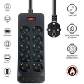 2-pinski EU razvodnik s USB punjenjem za telefone EU RUS utikač s prekidačem za uključivanje i isključivanje za kućanske aparate 1,8M utičnica za produžni kabel