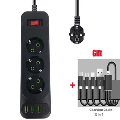 2-pinski EU razvodnik s USB punjenjem za telefone EU RUS utikač s prekidačem za uključivanje i isključivanje za kućanske aparate 1,8M utičnica za produžni kabel