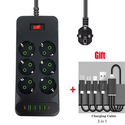 2-pinski EU razvodnik s USB punjenjem za telefone EU RUS utikač s prekidačem za uključivanje i isključivanje za kućanske aparate 1,8M utičnica za produžni kabel