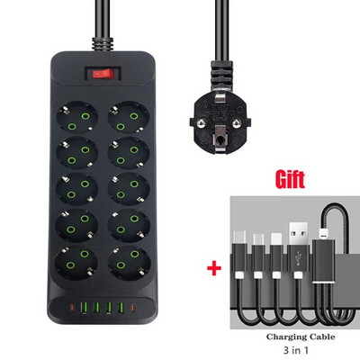 2-pinski EU razvodnik s USB punjenjem za telefone EU RUS utikač s prekidačem za uključivanje i isključivanje za kućanske aparate 1,8M utičnica za produžni kabel