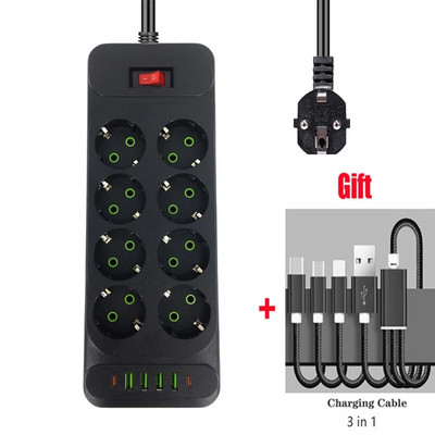 2-pinski EU razvodnik s USB punjenjem za telefone EU RUS utikač s prekidačem za uključivanje i isključivanje za kućanske aparate 1,8M utičnica za produžni kabel