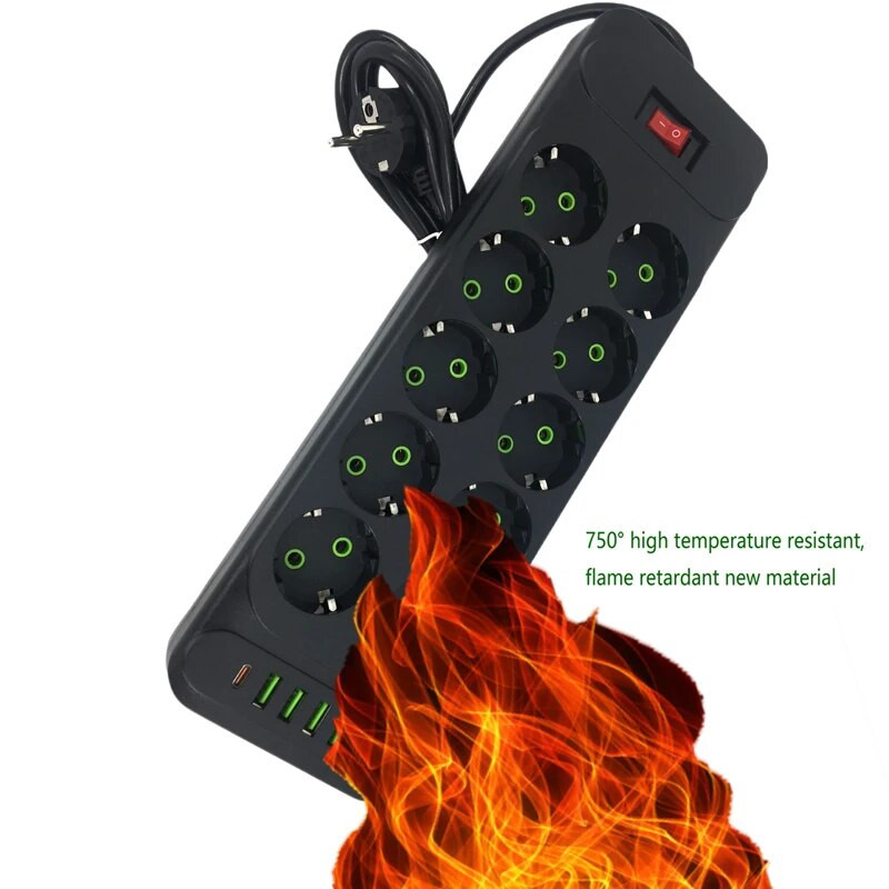 2-pinski EU razvodnik s USB punjenjem za telefone EU RUS utikač s prekidačem za uključivanje i isključivanje za kućanske aparate 1,8M utičnica za produžni kabel