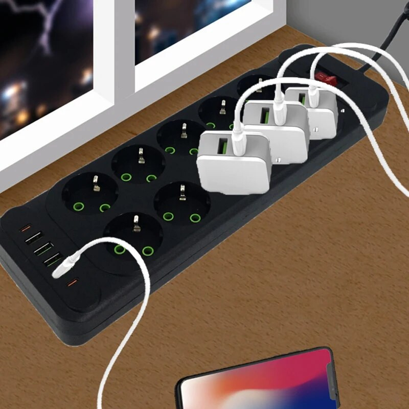 2-pinski EU razvodnik s USB punjenjem za telefone EU RUS utikač s prekidačem za uključivanje i isključivanje za kućanske aparate 1,8M utičnica za produžni kabel