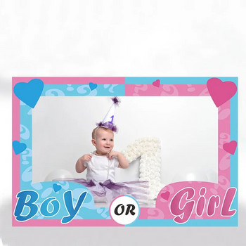Chicinlife 1Pcs Boy OR Girl Photo Booth Frame Prop Birthday Party Baby Shower Photobooth Props Gender Reveal Decoration Supplies