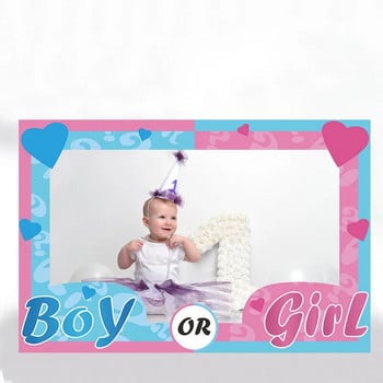 Chicinlife 1Pcs Boy OR Girl Photo Booth Frame Prop Birthday Party Baby Shower Photobooth Props Gender Reveal Decoration Supplies