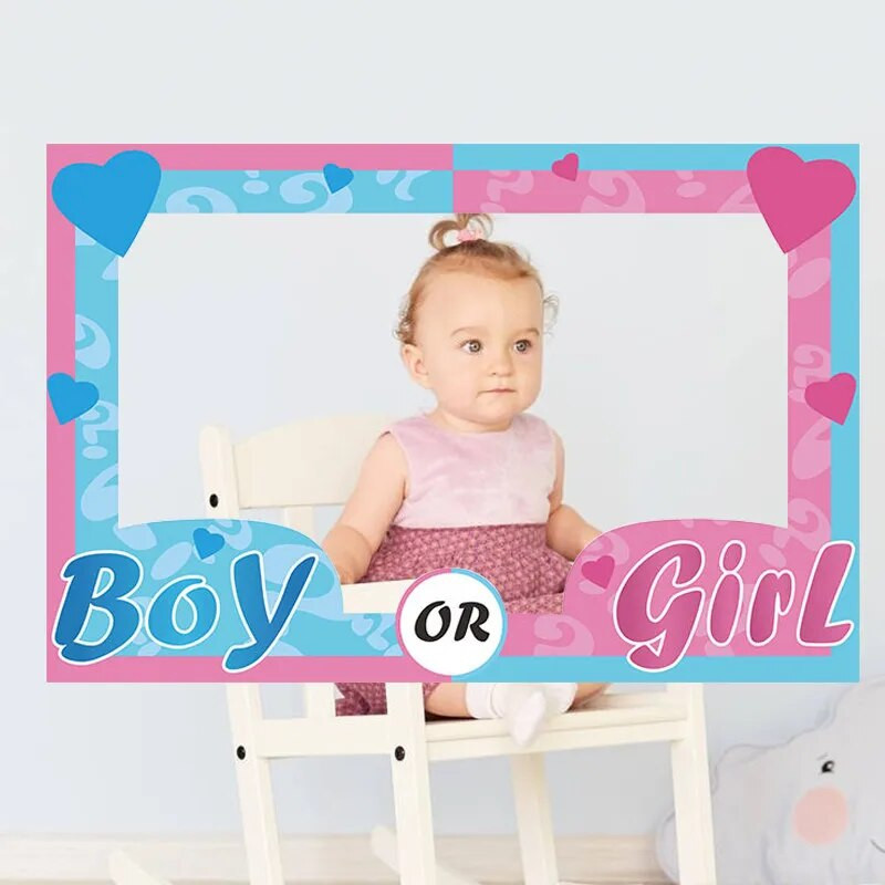 Chicinlife 1 kom Dječaci ILI Djevojčice Okvir za foto kabinu Rekviziti Rođendanska zabava Dječji tuš Rekviziti za foto kabine Otkrivanje spola Pribor za ukrašavanje