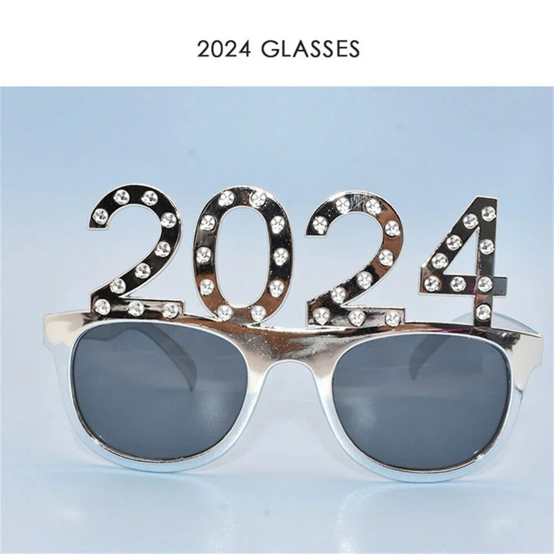 2024. Nova godina, svjetlucavi puder, naočale u obliku srca, ukrasi za sretnu novu godinu, božićni ukrasi za zabavu, okviri za naočale za odraslu djecu
