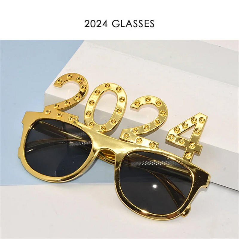 2024. Nova godina, svjetlucavi puder, naočale u obliku srca, ukrasi za sretnu novu godinu, božićni ukrasi za zabavu, okviri za naočale za odraslu djecu