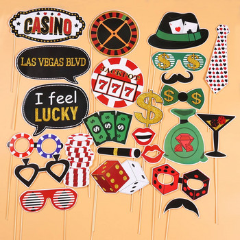 Party Props Διακοσμήσεις καζίνο Vegas Photo Booth Las Photobooth Θέμα Selfie Halloween Funny Carnival Favors Photoboot Game