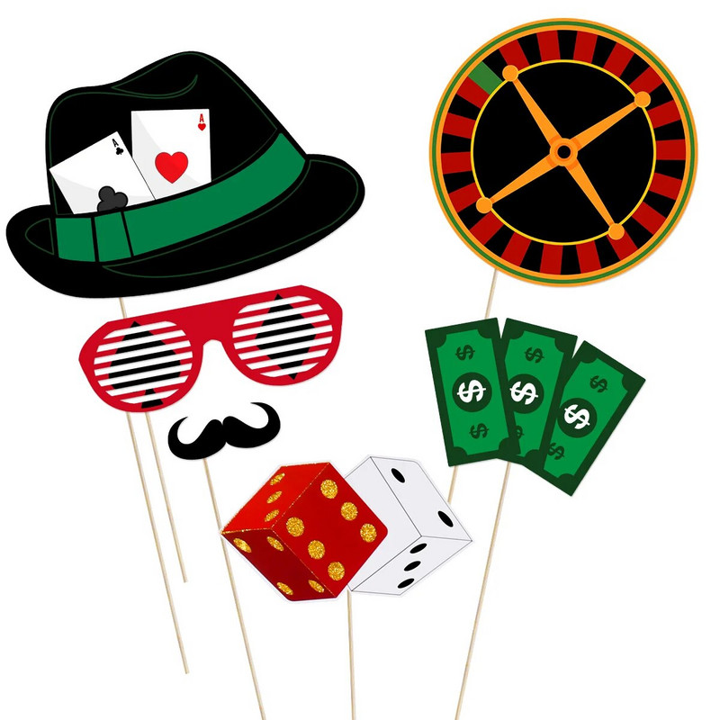 Vakarėlio rekvizitai Kazino dekoracijos Vegaso nuotraukų stendas Las Photobooth asmenukių tema Helovinas Juokingi karnavalai, teikiantys paslaugas Photoboot žaidimui