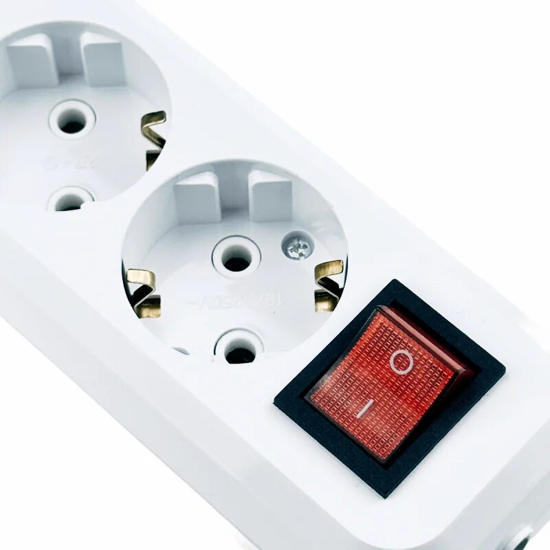 Elektriskā barošanas sloksne 10/16A pārslodzes aizsardzība nav vads vācu adapteris pagarinājums galddators 4/5 maiņstrāvas EU izvades ligzda