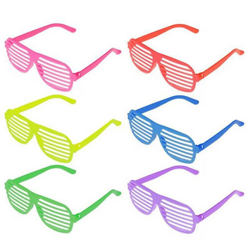 6 бр. Неонови цветни очила в стил на капака Парти слънчеви очила с процепи от 80-те за деца, възрастни 80-те, ретро рок, поп звезда, диско парти за обличане