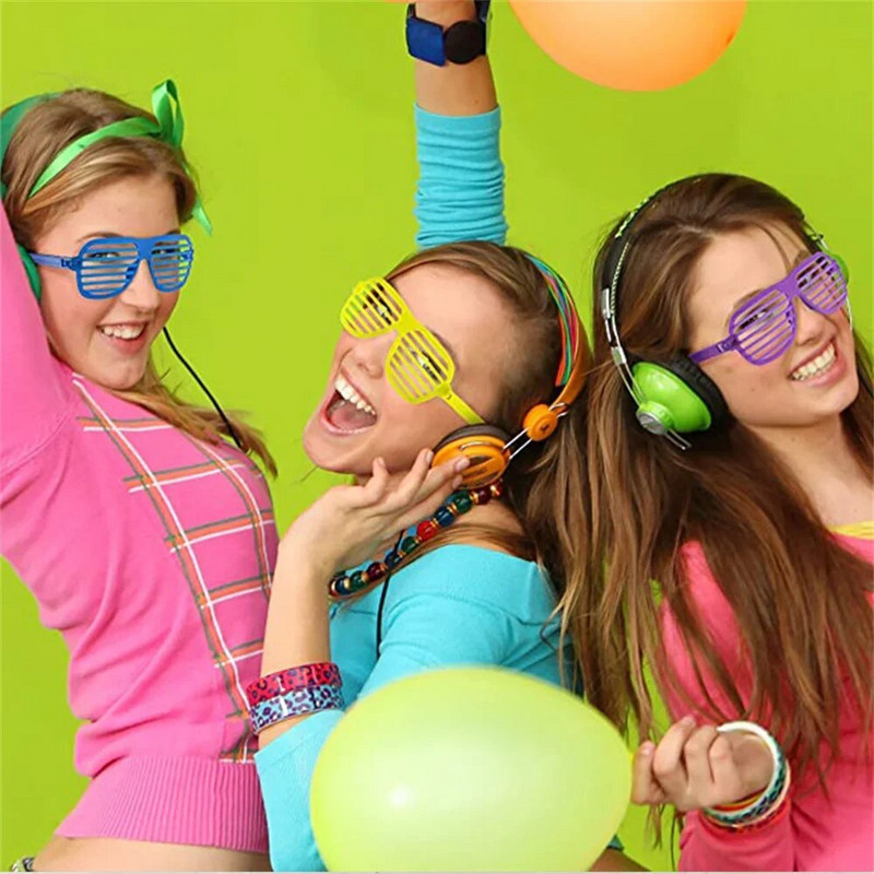 6kom neonskih naočala u stilu zatvarača u boji 80-ih Sunčane naočale s prorezima za djecu i odrasle 80-ih Retro rock pop zvijezda Disco dotjerana zabava