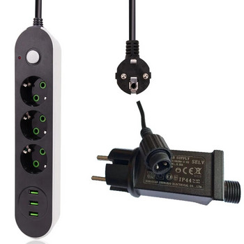 5M удължителен кабел Гнездо за разклонител EU Plug 3 USB зареждане Захранващ кабел Адаптер за зареждане на стена Подходящ за робот Прахосмукачка