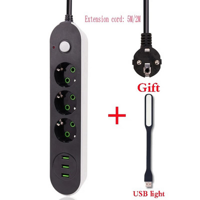 5M pikendusjuhe Toitejuhe pistikupesa EU pistik 3 USB laadimisjuhe seinalaadimisadapter Sobib robottolmuimejale
