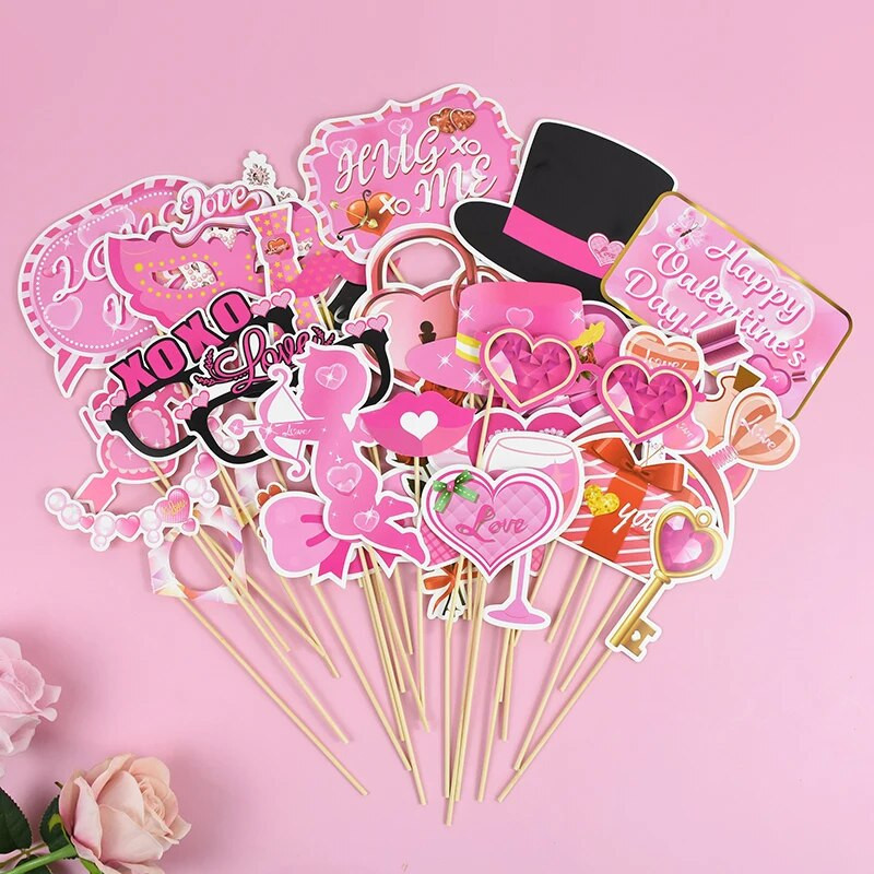 35 ks Súprava rekvizít na fotobúdku na Valentína, darčeky na párty, dekorácie na svadobnú hostinu, svadobné potreby, milujem ma