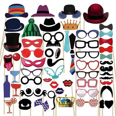 58tk fotokabiini rekvisiidid kroon DIY mask Prillid Paber Habe Vuntsid Huul pulgal Baby Shower Sünnipäeva pulmapeo tarvikud