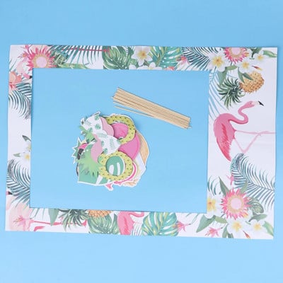 Photo Booth Set Luau Party Supplies Flamingo Ananász kellékek Trópusi Hawaii Keret Kép