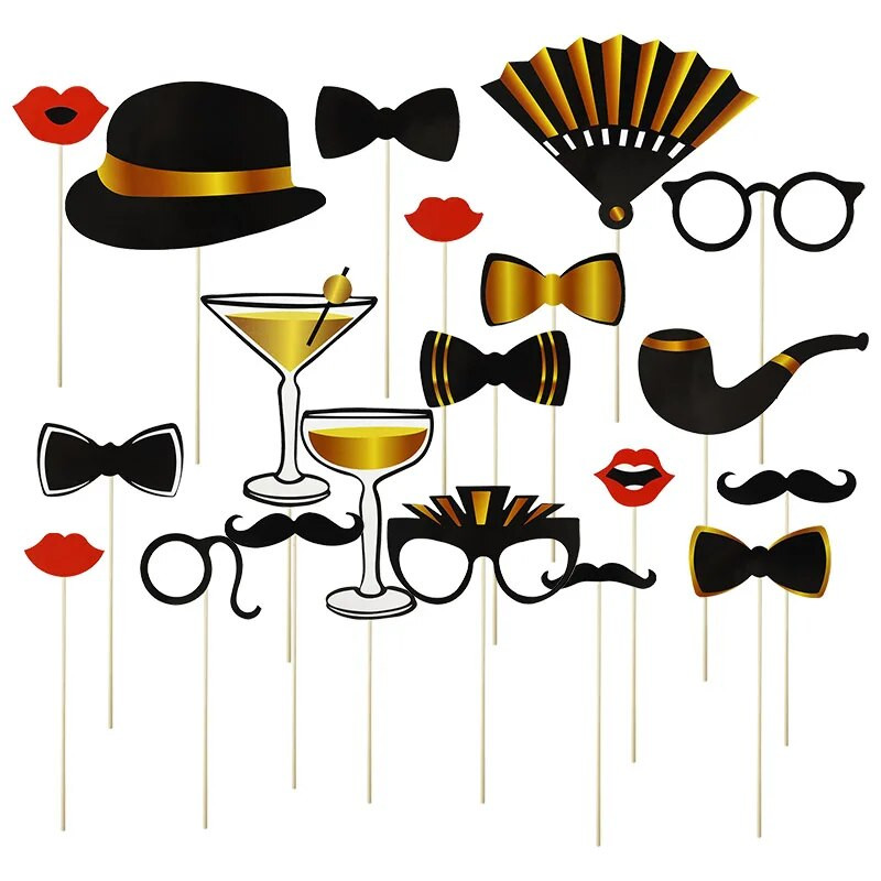 Rekvizity pre svadobnú párty a fotobúdku, tím, nevesta, ženích, pán, pani, fúzy, pery, okuliare, maska, fotobúdka, svadobné dekorácie, narodeninové párty