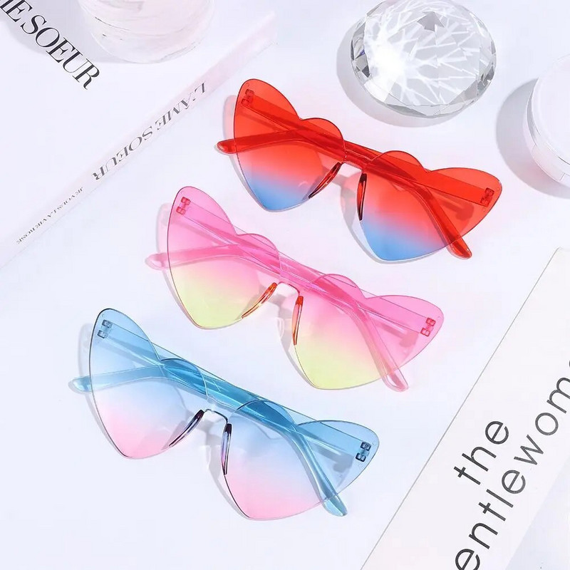 Šarene sunčane naočale u obliku srca u boji slatkih boja s gradijentnim lećama Naočale Muškarci Žene Rođendanske Smiješne Hipi Party Cosplay naočale Rekviziti za fotografije