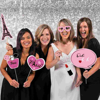 Παρίσι Φωτογραφικές διακοσμήσεις για πάρτι Μπομπονιέρες γενεθλίων με θέμα Ροζ προμήθειες Χρυσό γαλλικό κιτ Σετ διακόσμηση για κορίτσια Σελφι